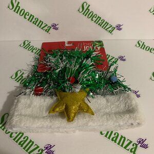 Ugly Christmas Hat Be Jolly Santa Tree Tinsel Poms Star Green Silver Red White